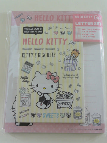Cute Kawaii Hello Kitty Sweets Snacks Letter Set Pack - Stationery Writing Paper Envelope Penpal