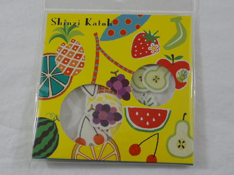 Cute Kawaii Fresh Fruits Stawberry Grape Banana Flake Stickers Sack - Shinzi Katoh Japan - for Journal Agenda Planner Scrapbooking Craft