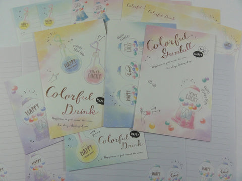 Crux Colorful Gumball Letter Sets - Stationery Writing Paper Envelope