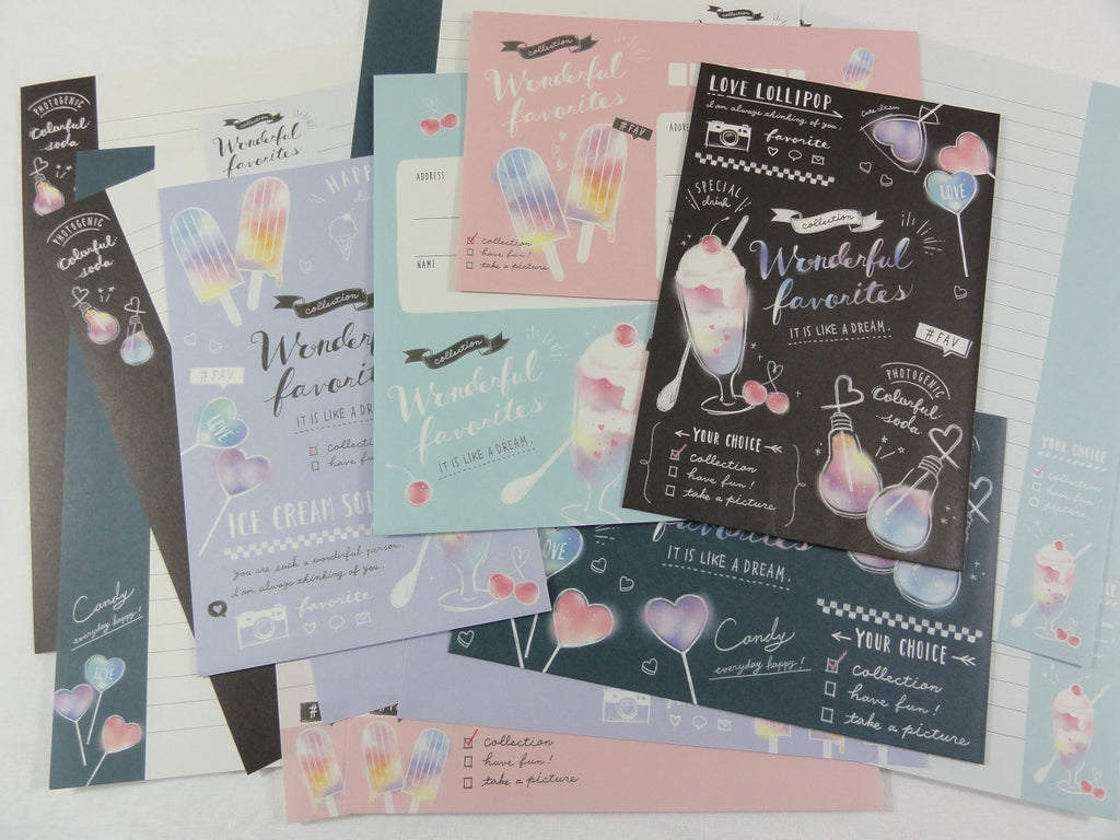 Crux Wonderful Favorites Ice Cream Soda Lillipop Drink Letter Sets - Stationery Writing Paper Envelope