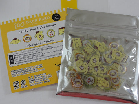 Cute Kawaii Candy Drop Style Flake Stickers Sack - Pom Pom Purin - for Journal Planner Agenda Craft Scrapbook Collectible Sanrio