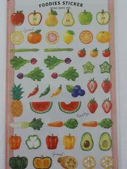 Cute Kawaii Mind Wave Healthy Fruit and Vegetable Sticker Sheet - for Journal Planner Craft