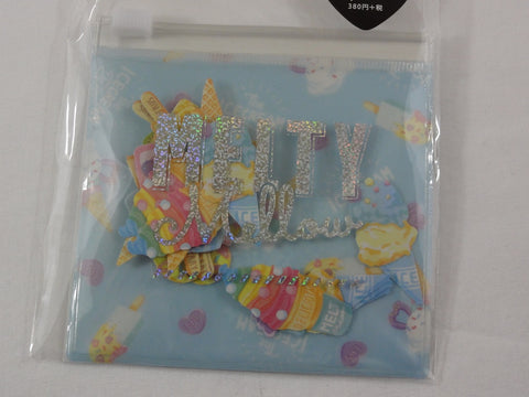 Crux Melty Melow Series in Reusable Ziplock Bag - Blue - Ice Cream Flake Stickers Sack in Reusable Ziplock Bag - for Journal Planner Scrapbooking Craft