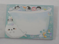 Cute Kawaii Crux Shombori Azarashi Seal Penguin Friends Mini Notepad / Memo Pad - E - Stationery Designer Paper Collection