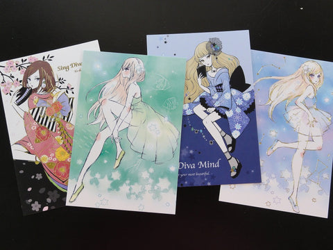 Cute Kawaii Japan Girl Kimono Anime Manga Postcards - B