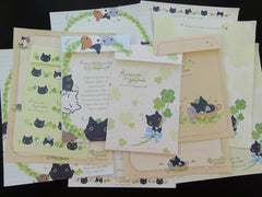 Kawaii Cute San-X Kutusita Nyanko Cat Clover Green Happy Friends Letter Sets - B