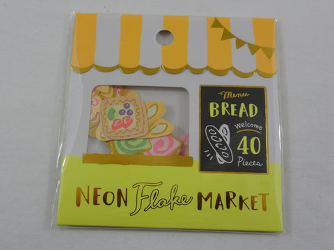 Cute Kawaii Mind Wave Market Series - Neon Yellow - Bread Bakery Flake Stickers Sack - for Journal Agenda Planner Scrapbooking Craft