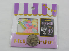 Cute Kawaii Mind Wave Market Series - Neon Purple - Fresh Flower Flake Stickers Sack - for Journal Agenda Planner Scrapbooking Craft