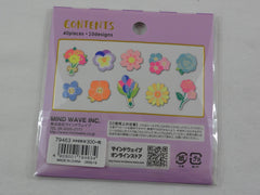 Cute Kawaii Mind Wave Market Series - Neon Purple - Fresh Flower Flake Stickers Sack - for Journal Agenda Planner Scrapbooking Craft