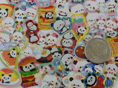 Cute Kawaii Panda theme Flake Sack Stickers - 41 pcs + 1 Large Sticker
