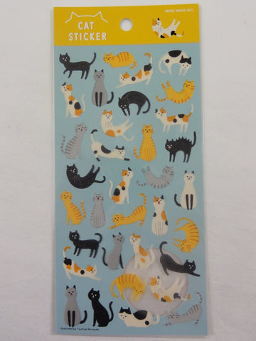 Cute Kawaii Mind Wave Cat Sticker Sheet - for Journal Planner Craft Scrapbook Notebook Organizer