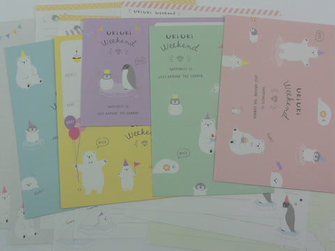 Crux Bear and Penguin Uki Weekend Letter Sets - Stationery Writing Paper Envelope