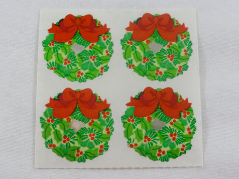Sandylion Christmas Wreath Mylar Foil Sticker Sheet / Module - Vintage & Collectible - Scrapbooking