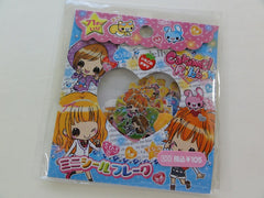 Cute Kawaii Caramel Ribbon Girl Best Friends Flake Stickers Sack - Vintage