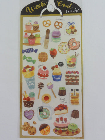 Cute Kawaii Mind Wave Weekend Market Series - Cupcakes Crepe Cake Pretzel Strawberry Sweet Sticker Sheet - for Journal Planner Craft