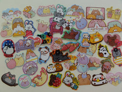 Cute Kawaii Stacked Sleepy Relax Animal Friends Flake Stickers - 47 pcs