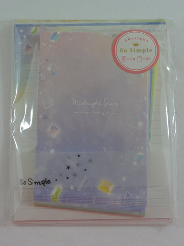 Cute Kawaii Crux Midnight Stars Letter Set Pack - Stationery Writing Paper Penpal