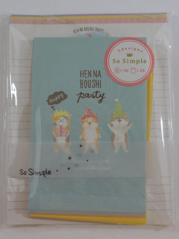 Cute Kawaii Crux Cat Party Style Letter Set Pack - Stationery Writing Paper Penpal Collectible