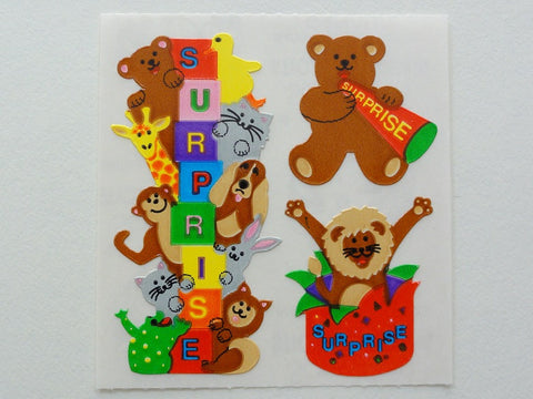 Sandylion Surprise Birthday Animal Sticker Sheet / Module - Vintage & Collectible