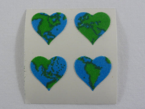 Sandylion Heart Earth Fuzzy Sticker Sheet / Module - Vintage & Collectible
