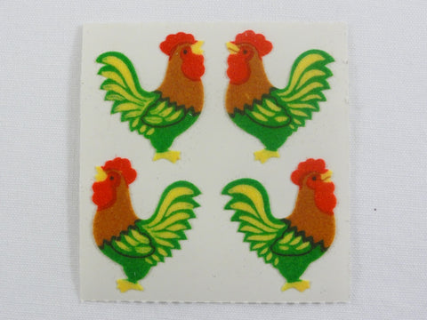 Sandylion Rooster Fuzzy Sticker Sheet / Module - Vintage & Collectible