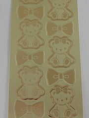Cute Kawaii Hello Kitty Bear Gold Sticker Sheet - 2014 Rare HTF Collectible - for Journal Planner Craft Stationery