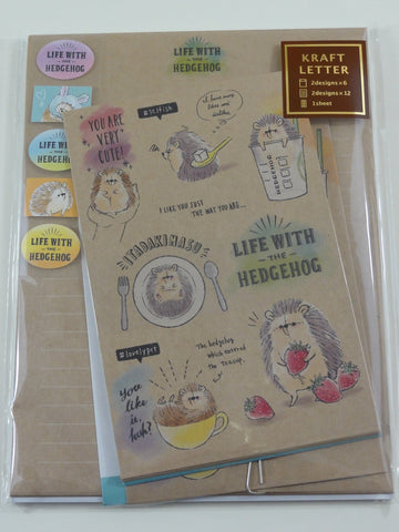 Cute Kawaii Mind Wave Hedgehog Letter Set Pack - D - Stationery Writing Paper Envelope Pen Pal