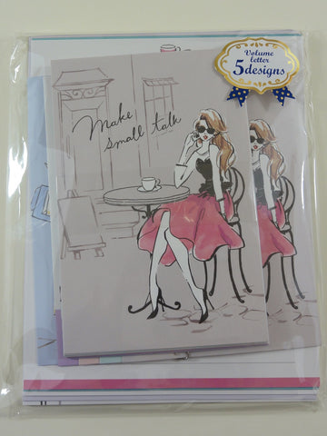 Cute Kawaii Mind Wave Small Talk Girl Letter Set Pack - Stationery Writing Paper Envelope Pen Pal