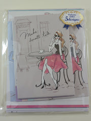 Cute Kawaii Mind Wave Small Talk Girl Letter Set Pack - Stationery Writing Paper Envelope Pen Pal