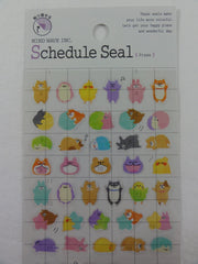 Cute Kawaii Mind Wave Schedule Sticker Sheet - Hedgehog Bird Bear Dog Cat Rabbit - for Journal Planner Craft Scrapbook Organizer Calendar Notebook