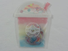 Cute Kawaii Crux Melty Cafe Flake Stickers Sack - B Pink Cup Shape Ziplock Bag - Drink Cake Sweet Bakery Cupcake - for Journal Planner Scrapbooking Craft