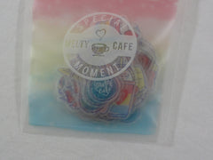 Cute Kawaii Crux Melty Cafe Flake Stickers Sack - B Pink Cup Shape Ziplock Bag - Drink Cake Sweet Bakery Cupcake - for Journal Planner Scrapbooking Craft