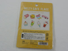 Cute Kawaii Crux Melty Cafe Flake Stickers Sack - D Yellow Cup Shape Ziplock Bag - Drive Thru Dinner Burger Popcorn Ice Cream Soda - for Journal Planner Scrapbooking Craft