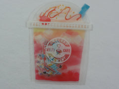 Cute Kawaii Crux Melty Cafe Flake Stickers Sack - D Yellow Cup Shape Ziplock Bag - Drive Thru Dinner Burger Popcorn Ice Cream Soda - for Journal Planner Scrapbooking Craft