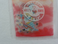 Cute Kawaii Crux Melty Cafe Flake Stickers Sack - D Yellow Cup Shape Ziplock Bag - Drive Thru Dinner Burger Popcorn Ice Cream Soda - for Journal Planner Scrapbooking Craft