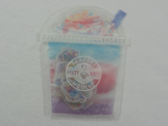 Cute Kawaii Crux Melty Cafe Flake Stickers Sack - C Purple Cup Shape Ziplock Bag - Cotton Candy Drink Milk Ice Cream Cake - for Journal Planner Scrapbooking Craft