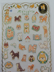 Cute Kawaii Kamio Dog Puppy Sticker Sheet - with Gold Accents - for Journal Planner Craft Agenda Organizer Scrapbook