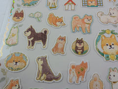 Cute Kawaii Kamio Dog Puppy Sticker Sheet - with Gold Accents - for Journal Planner Craft Agenda Organizer Scrapbook