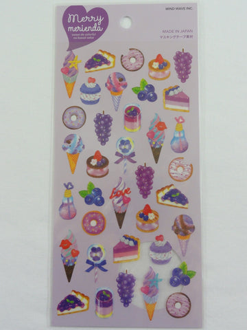 Cute Kawaii Mind Wave Merry Berry Blueberry Grape Fruit Healthy Food Purple theme Sticker Sheet - for Journal Planner Craft Organizer