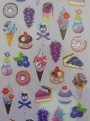 Cute Kawaii Mind Wave Merry Berry Blueberry Grape Fruit Healthy Food Purple theme Sticker Sheet - for Journal Planner Craft Organizer
