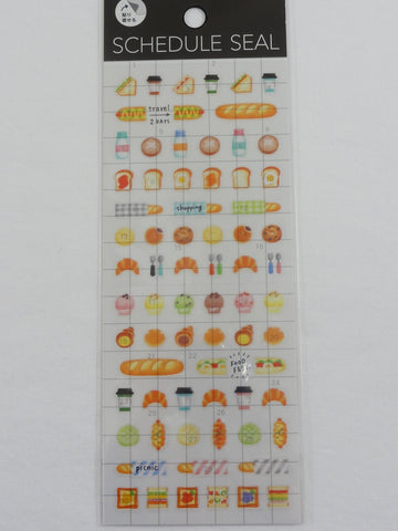 Cute Kawaii Mind Wave Bread Croissant Coffee Milk Morning Breakfast time Schedule Sticker Sheet - for Journal Planner Craft Organizer