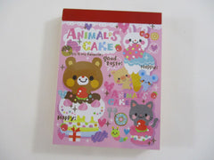 Cute Kawaii Pool Cool Bear Animals Cake Mini Notepad / Memo Pad - Stationery Design Writing - Vintage Collectible