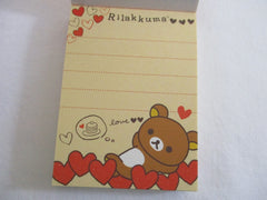Cute Kawaii San-X Rilakkuma Bear Hearts Mini Notepad / Memo Pad - A - Stationery Writing Message