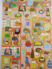 Cute Kawaii Kamio Beer Sake Dinner Sticker Sheet - with Gold Accents - for Journal Planner Craft Agenda Organizer Scrapbook