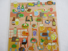 Cute Kawaii Kamio Beer Sake Dinner Sticker Sheet - with Gold Accents - for Journal Planner Craft Agenda Organizer Scrapbook