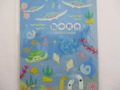 Cute Kawaii Naito Fish Sea Ocean Turtle Whale Sticker Sheet - with Gold Accents - for Journal Planner Craft Agenda Organizer Scrapbook