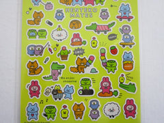 Cute Kawaii Mind Wave Henteko Bear Cat Crocodile Penguin Sticker Sheet - for Journal Planner Craft