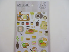 Cute Kawaii MW & Cafe Seal Series - E - Cafe Coffee Fruit Sandwich Croissant Soup Shop Sticker Sheet - for Journal Planner Craft