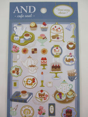 Cute Kawaii MW & Cafe Seal Series - F - Cafe Coffee Royal Blue Strawberry Fruit Tea Macaroon Shop Sticker Sheet - for Journal Planner Craft