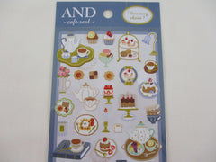 Cute Kawaii MW & Cafe Seal Series - F - Cafe Coffee Royal Blue Strawberry Fruit Tea Macaroon Shop Sticker Sheet - for Journal Planner Craft